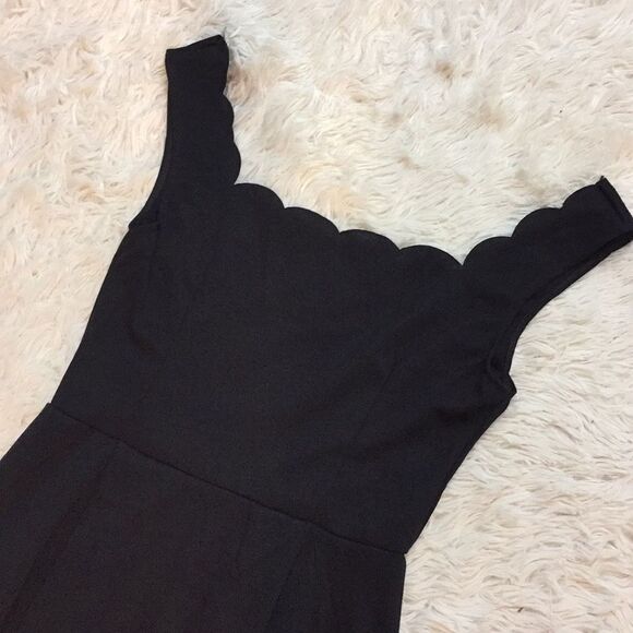Black Scalloped Mini Dress - Picture 2 of 5